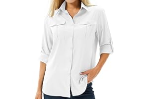 ASFIXIADO Hemdbluse Damen UPF 50+ UV Shirt Sonnenschutz Safari Kleidung,Wanderbluse Damen Langarm Atmungsaktiv Outdoor Cool Quick Dry Sport Oberteile