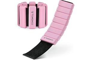 TOMSHOO 2 Pcs Pesas para Muñeca Ajustables, Pesas para Tobillo, Pulsera Pesos para Damas Hombres, Peso de Tobillo y Muñeca para Ejercicio Yoga Pilates Caminar Correr (Rosa, 0.9kg (1lb×2))
