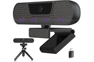 VIZOLINK W2G Webcam Full HD 1080P 60FPS con 4 micrófonos, Campo de visión de 75°, corrección de exposición, Cubierta, Plug & Play para Skype, Zoom, Compatible con Windows/ChromeOS/Android. /MacOS