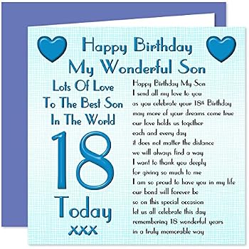 Son 18th Happy Birthday Card - Lots of Love to The Best Son in The ...
