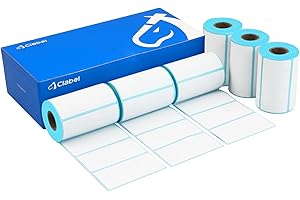 CLABEL 6 rotoli Nastro per etichette bianco 2 "x1" per stampante di etichette 221B 220B 230B 320B Etichette termiche autoadesive per etichettatrici Ricambio, 200 etichette/rotolo (50,8x25,4mm)