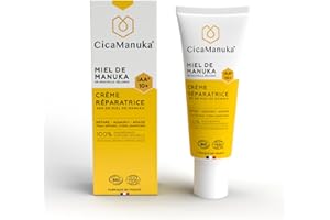 CICAMANUKA - Crème Corps & Visage Réparatrice - Assainit & Apaise - 40% Miel De Manuka IAA10+ - 100% D'Ingrédients D'Origine Naturelle - Peaux Abîmées, Irritées & Desséchées - Made In France - 40 ml