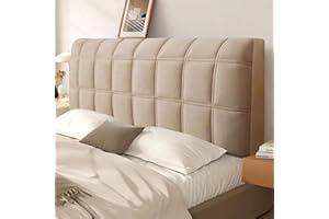 Chickwin Embossed Bed Headboard Cover, Solid Color Stretch All-Inclusive Headboard Covers Modern Universal Elastic Head Board Slipcover for Single Small Double King Size Bed (Light Brown,120cm)