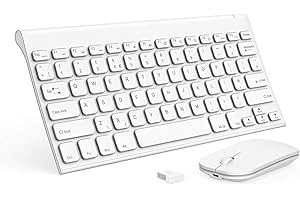 seenda WGJP-031 Small Wireless Keyboard and Mouse, Ultra Compact Rechargeable USB Keyboard and Mouse Combo with Portable Size Low Profile Keys for Windows XP/7/8/10/11 Laptop Computer, White