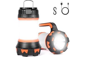 flintronic Lanterne LED Rechargeable, 1000 Lumens 4000mAh Lampe Camping 360°, Lampe Led Rechargeable Projecteur Portable, Ultra Puissante, Lampe de Camping 6 Modes, Câble USB Inclus, IPX4 Étanche