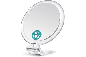 B Beauty Planet Specchio ingranditore10X/1X, 15,2 cm specchio a due lati, specchio pieghevole per il trucco con palmare/supporto, uso per l'applicazione del trucco