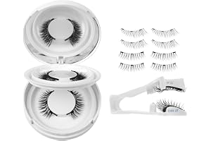 BUTBU 2 par magnetiska ögonfransar med applikator, återanvändbara magnetiska fransar, inget lim behövs, lätt att bära och ta bort, naturligt utseende 3D-lockiga fransar kit, lösögonfransar för daglig