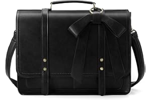 ECOSUSI Sac Cartable Femme Grand Sac à Main Femme Vintage Porte-Documents Sac Ordinateur Portable 15,6 Pouces en Cuir PU Sacs à Bandoulière avec Noeud