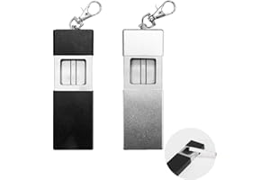 Jurxy 2PCS Cenicero de Bolsillo portátil de Aluminio Cenicero de Metal al Aire Libre con Llavero Cenicero a Prueba de Viento con Tapa y mosquetón Cenicero Desmontable para Fumadores - Negro y Plata