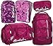 Produktbild satch pack Purple Leaves 5er Set Rucksack, Sporttasche, Schlamperbox, Heftebox & Regencape Lila