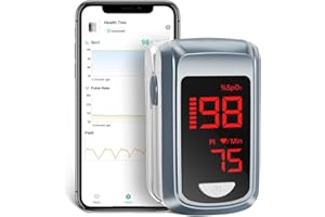 HOLFENRY Oxymetre de Doigt avec Bluetooth, Oxymètre de Pouls pour Enfants et Adultes avec 2 Piles pour Mesurer le pouls et la Saturation en Oxygène Sur le Doigt