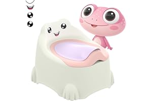 GOLDENOUGH Potty - Potty Training Toilet Seat Travel Potty for Toddlers Toilet Potty with Removable Bowl, Splash Guard & Frog Expression Sticker Portable Toilet Potty for Kids Boys Girls Ages 1-6 Year Old, Pink