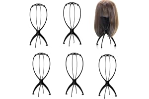 TenaLucy 5 Pezzi Supporto per Parrucca Pieghevole,Supporto per Parrucca Resistente Supporto per Cappelli in Plastica Testa Della Parrucca Porta Parrucca da Parete Portatile Viaggio Disponibile（Nero