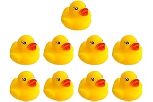 D.A.Y. REPUBLIC 9 Yellow Rubber Ducks, Squeaking and Floating Classic Duckies, Bathtime Floating Matte Vinyl Baby Bath Time Toys, Cake toppers, Classic Ducks, Bath Time Has Never Been More Fun (9 Ducks)
