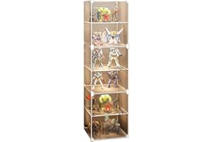 SPABOY Display Cabinet Acrylic Organiser Storage Stackable Collectibles Storage Box, Showcase Dustproof Organizer Box for Living Room Bedroom Office (6 Layers, Transparent)