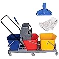 TARGET HYGIENE Three Bucket MOP Wringer Trolley| 3 Bucket Wringer Trolley | Three Bucket MOP System for Cleaning for Hospital | Free with Wet MOP Clip & Refill | 60 LTR