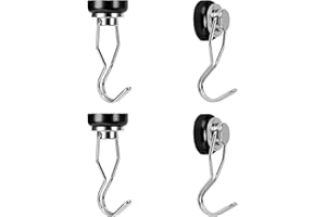 Ant Mag 4 Stück Magnethaken 25mm, Magnetischer Haken aus Neodym Magnet Bunt Drehbar Rostfrei Starke Haftkraft Max. 22kg