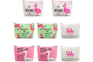 Dadabig 8 Pcs Petite Bourse, Mini Porte Monnaie Flamants Sac Mignon Monnaie, Petite Porte Monnaie Flamingo À Glissière pour Cartes, Clés, Et Rouge À Lèvres, 4 Styles