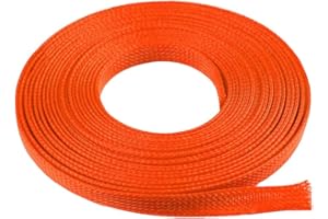 MOCNT 10mm Guaina Cavi PET Guaina Cavo Intrecciata Manicotto Espandibile Guaina Fili Elettrici Gestione Cavi Flessibile Ordinato Protettivo Tubo Guaina Isolante Arancia 10 Metri