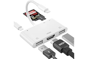 PNBLAECE Adattatore HDMI OTG, Adattatore USB HDMI/SD/TF, 6 in 1 Hub AV Adattatore Lighting a HDMI, Adattatore per Fotocamera USB Compatibile con Phone, Pad, Supporto Tastiera MIDI, Mouse