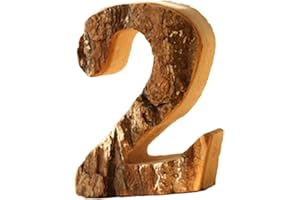 Anawakia Lettres en bois A B C D E F G H I J K L M N O P Q R S T U V W X Y Z Vintage Écorce de bois massif chiffres & 0 1 2 3 4 5 6 7 8 9 Retro DIY Décoration (2)