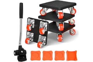AFENAU Leve meuble lourd Lot de 9 Déplacer, Charge Maximale 500 kg, Kit Roues Rotatives 360°, Soulever, Roulettes pour Meubles Lourds