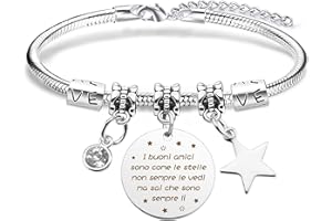BOMEON Regalo Amica Amico,Bracciale Amicizia Amiche, Regali Migliore Per Amici, Originali Idee Regalo Amiche Natale Valentino Compleanno Casa Nuova Anniversario Pasqua Sorella Braccialetti Kidult