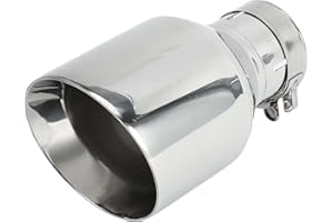 Hihaha Slant Exhaust Tip Clamp Rear Tailpipe Car Clamp on Stainless Steel 2.5" Inlet 4.1" Outlet 7.3" Length 1 Set Silver Tone