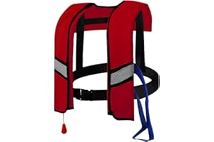 JOPWUE Rettungsweste für Erwachsene, automatisch, aufblasbar, mit verstellbarer Schnalle, mit reflektierenden Streifen und Pfeife, Schwimmwesten für Wassersport, kein CO2-Gas
