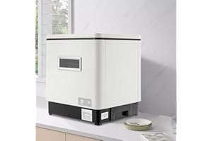 DSYOGX Tischgeschirrspüle, 220V Kleine Spülmaschine 12 Liter Wassertank Geschirrspülmaschine mit Rotierendes Spray für 6 Bestecksätze, One-Touch-Start, Weiß