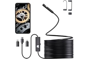 Preciva Endoscope Inspection Camera,1920HD Dual-Lens-Flexible Rigid Snake Inspection Camera with 8 LED Light,Equipped with a 3-in-1 Mobile Phone Connector Port(16.5 feet/5M)