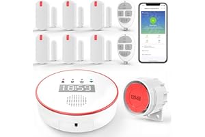 YISEELE Allarme Casa Senza Fili: Antifurto casa con connettività 5 GHz Wi-Fi e App salvavita anziani - Incluso Sirena 125DB - 6 Sensori Porta/Finestra - 2 Telecomandi - Hub - Compatibile Alex & Google