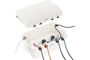 RESTMO Scatola di Protezione Stagna (32 x 22 x 13 cm),IP54 Cassetta per cavi per esterni,Protezione della presa, timer, striscia di alimentazione, decorazione luminosa per le vacanze,Bianco