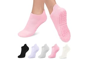 JNGTKL 5 Pairs Grip Socks Pilates, Practical Non-slip Yoga Socks, Pilates Socks for Women, Grip Socks Yoga Ballet Barefoot Workout Non-slip Sports Socks, Used to Exercise Anti-Slip