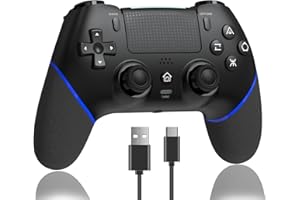 RCCBOOST Mando para PS4 con Programación TURBO MACRO, 2024 Nuevo Joystick Efecto HALL Sensible Sin Deriva, Batería 1000mAh Mando para PS4/ Pro/Slim con Altavoz Audio Jack(Azul)
