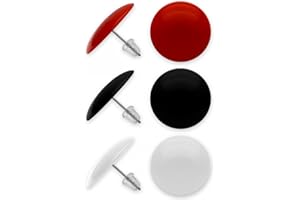 SOULCATS Soul-Cats Set of 3 round Earstuds in black red and white, made of acryl and stainless steel, Ø 20 mm