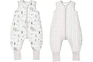 ToyaTec Baby sovsäck med ben 1.0 Tog 2 pack, Supermjuk rayon tillverkad av bambu, bambufibersovsäck för pojkar eller flickor(Grå, M)