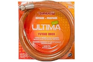 DIPRA - Flexible inox pour gaz butane - propane 200 cm - Certifié NF