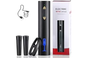 ZOYIDOUX Apribottiglia elettrici ricaricabile 4 in 1, Cavatappi elettrico per vino con promemoria della batteria con Tagliapasta stagnola,Tappo per vino X2, Regalo amanti del vino