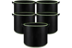 DIXIOUJAI Sobeta 5 Stück pflanzsack 10/20/25l,stofftopf 10/20/25l Mit Griffe,Wiederverwendbare stofftöpfe 10/20/25l,Stoff Pflanztöpfe Runde Belüftungs Pflanztöpfe (4Gallon/10L)