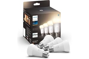 Hue White LED-lampa E27, 4-pack | 9W, A60, 806 lm, 2700 K, Zigbee & Bluetooth, livslängd 25000 h, röststyrning via Am