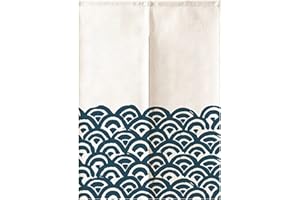 Hiseng Noren Tenda Giapponese della Porta Tappezzeria, Divisorio Stile Curtain Tapestry Cucina Ristorante Negozio Camera Doorway Corridoio Decorazione (Ondulazione curva,85x90cm)
