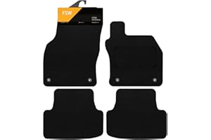 FSW - Tailored Mats - Fits SEAT Leon 2013-2020 Black Carpet - Anti Slip Mat - Non Slip Car Floor Mat, Fitted With Clips & Granulated Backing - 4 Pc Floor Mat Only