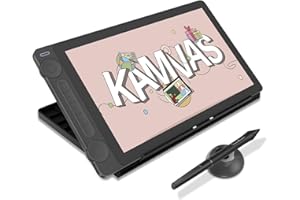 HUION Kamvas 13 (Gen 3) Drawing Tablet with Screen, 13.3 Inch Canvas Glass Graphic Drawing Monitor, 99% sRGB Coverage, 16384 Pen Pressure, Dual Dials and 5 Express Keys, Black, With Stand
