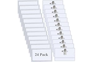 IHEDOVB Porte Badge, 24 pièces Badge Plastique 90 x 56 mm Porte Badge Transparent Badge Personnalisable pour Entreprises, Conférences et Visiteurs