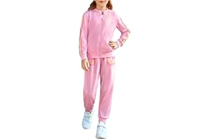 GRACE KARIN - Tuta da ginnastica per bambini, da jogging, casual, a maniche lunghe, colletto alto, con chiusura lampo, set sportivo con pantaloni e maglia