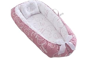 PINEESEATILE Baby Sleep Lounger Baby Cushion Lounger Soft Cotton Portable Sleeping Pod with Pillow Style4