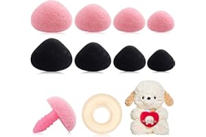 CATOR 24 Stück Sicherheitsnasen für Häkeltiere, Beflockung Kunststoff Sicherheitsnasen für Tiere Schwarz Braun Rosa, Puppennasen mit Unterlegscheiben für Hunde, Hund, Hase, Marionetten, DIY Handwerk