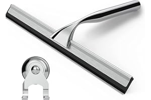 ‎STRACKS stracks® Edelstahl Duschabzieher - Kein Bohren! Duschwischer mit Saugnapfhalterung & 3M Kleber - (Schwarz)