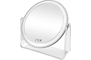 FANCYSEEU Kosmetikspiegel Doppelseitiger Makeup Spiegel mit 1X/15X Vergrößerung, 360° Schwenkbar Tischspiegel, High Definition Schminkspiegel für Schminken Makeup und Gesichtspflege